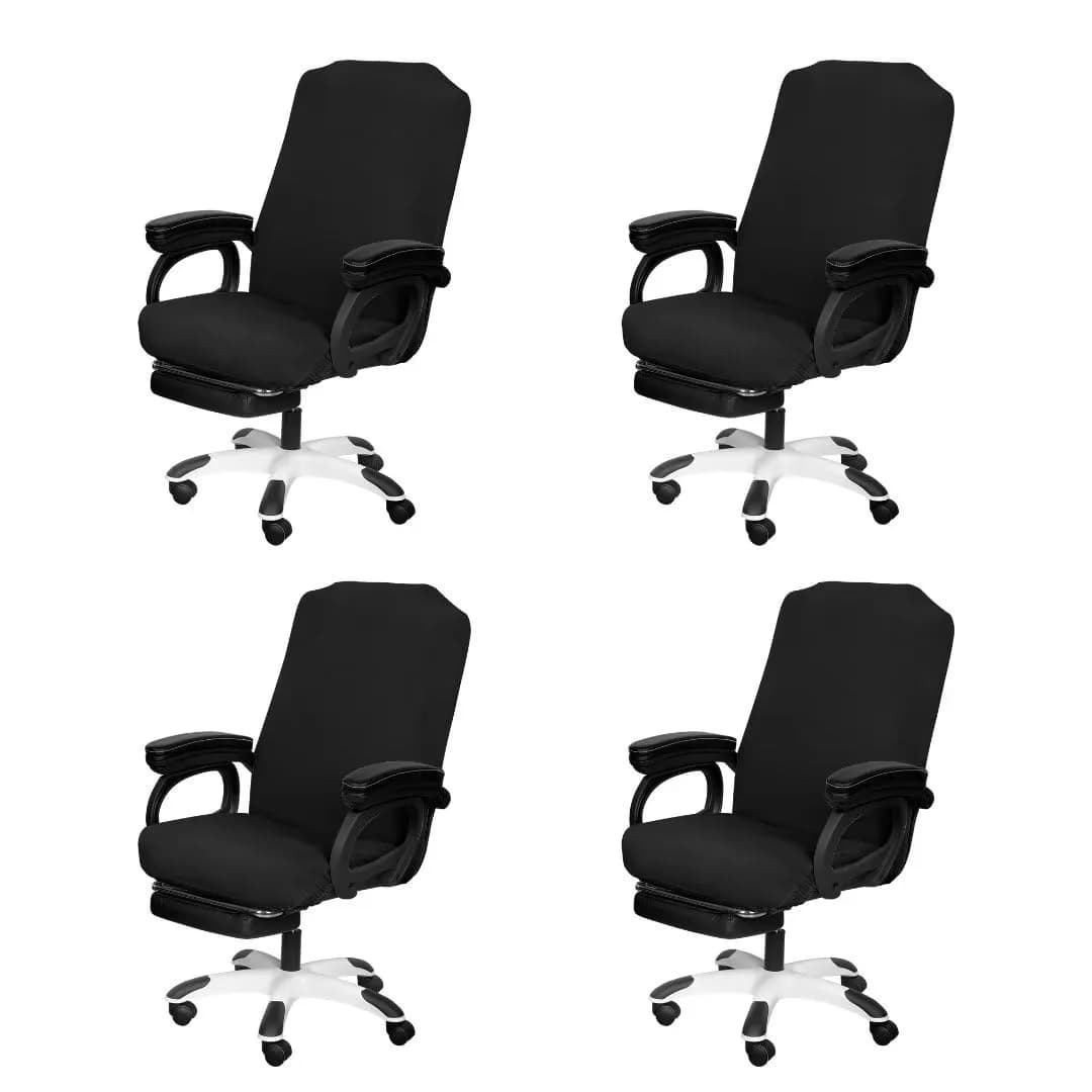 SARAFLORA Black Medium Office Chair Cover - 4 Piece Set, Stretchable & Washable Protector - main product image