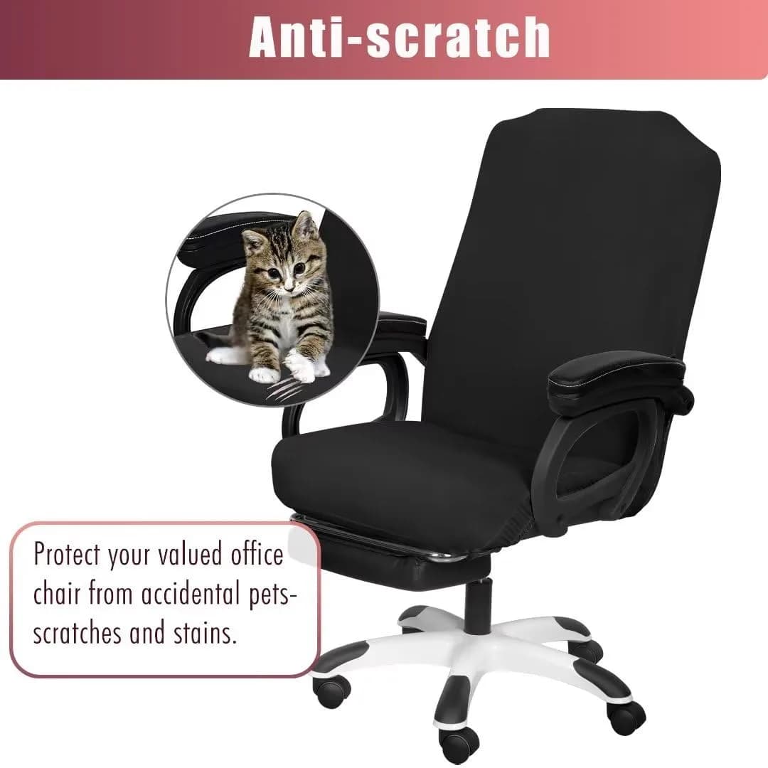 SARAFLORA Black Medium Office Chair Cover - 4 Piece Set, Stretchable & Washable Protector - view 3