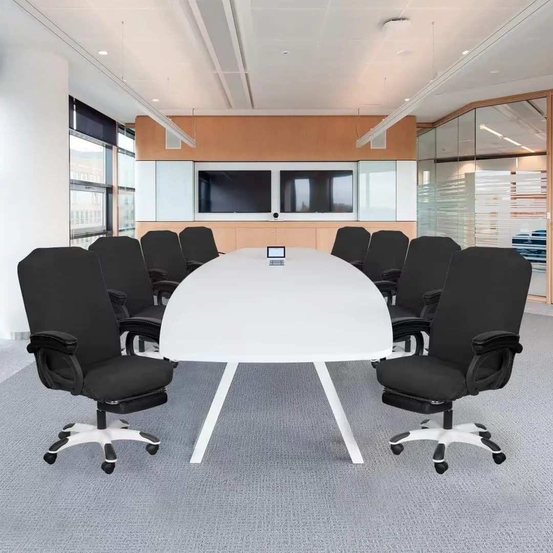 SARAFLORA Black Medium Office Chair Cover - 4 Piece Set, Stretchable & Washable Protector - view 4