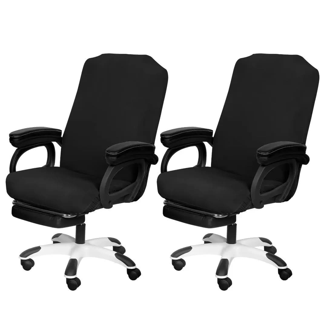 SARAFLORA Black Large Office Chair Cover | 2 Piece Set, Stretch Fit, Removable, Washable Protector - main product image