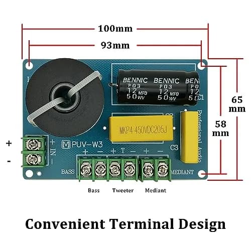 HiQltyla 3 Way Speaker Crossover 200W PUV-W3 | 100mm (3.9") ABS Board, 4-8 Ohm thumbnail 2