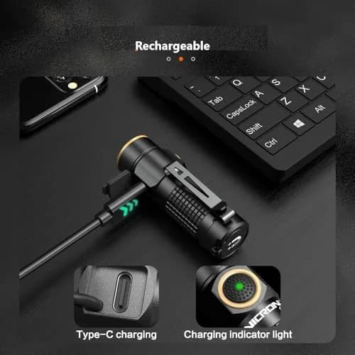 NICRON Mini Rechargeable LED Flashlight 1200 Lumens | Compact, Magnetic, 7 Modes for Outdoor & EDC (Black) thumbnail 4
