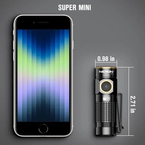NICRON Mini Rechargeable LED Flashlight 1200 Lumens | Compact, Magnetic, 7 Modes for Outdoor & EDC (Black) thumbnail 2