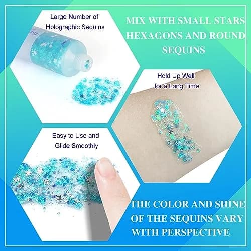 MEICOLY Light Blue Chunky Body Glitter Gel | 0.9 oz (25.5 g) Mermaid Princess Face Glitter thumbnail 4