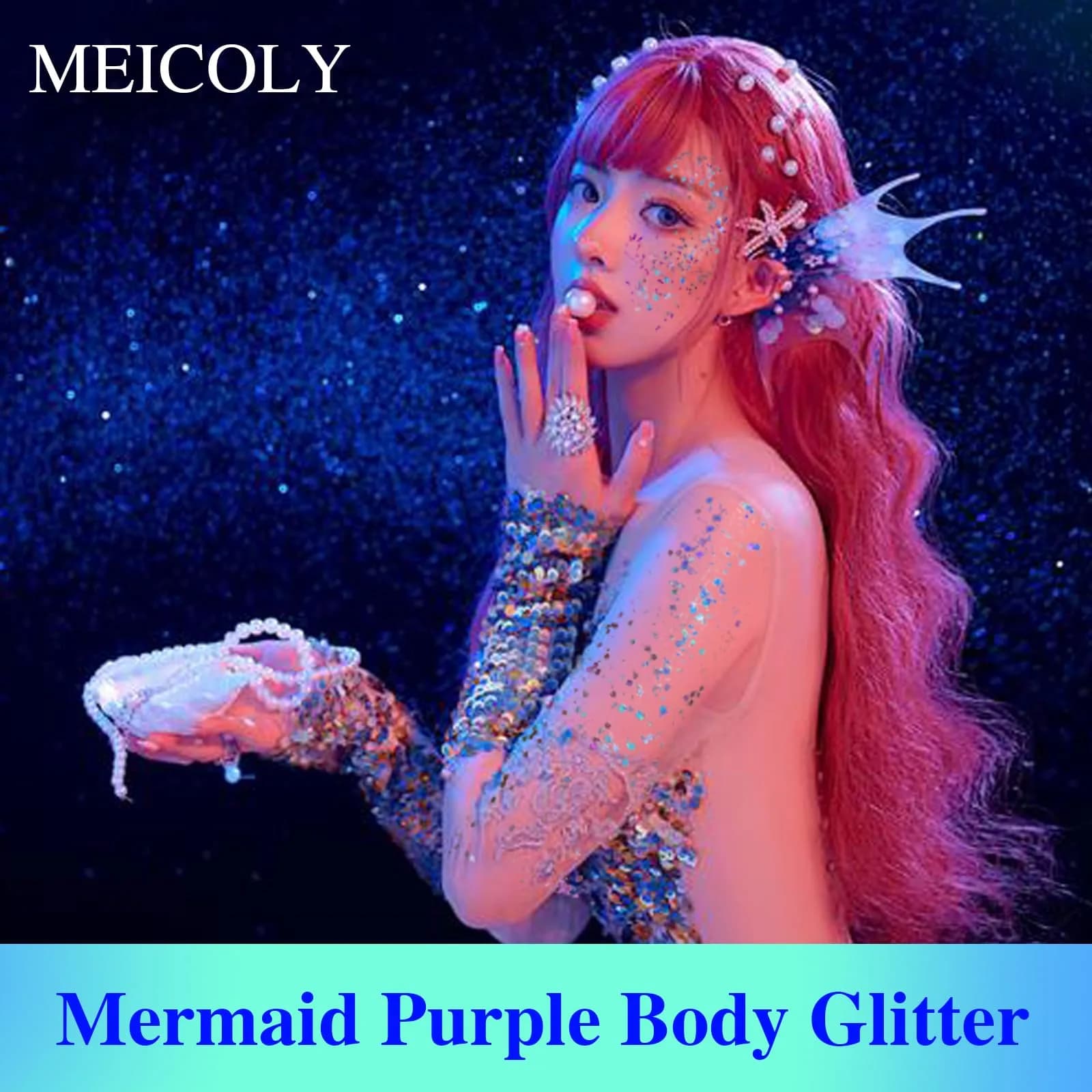 MEICOLY Light Purple Holographic Mermaid Face Glitter Gel | 25.5 g (0.9 oz) - view 2