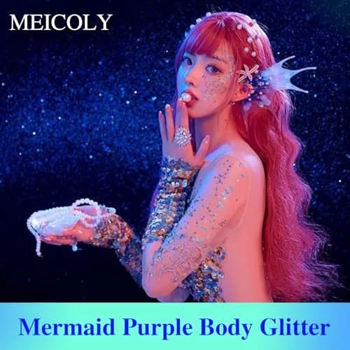 MEICOLY Light Purple Holographic Mermaid Face Glitter Gel | 25.5 g (0.9 oz) thumbnail 2
