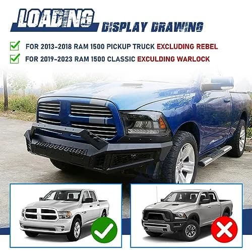 Hawkley Ram 1500 Front Bumper 2013-2023 | Heavy Duty Steel Replacement thumbnail 4