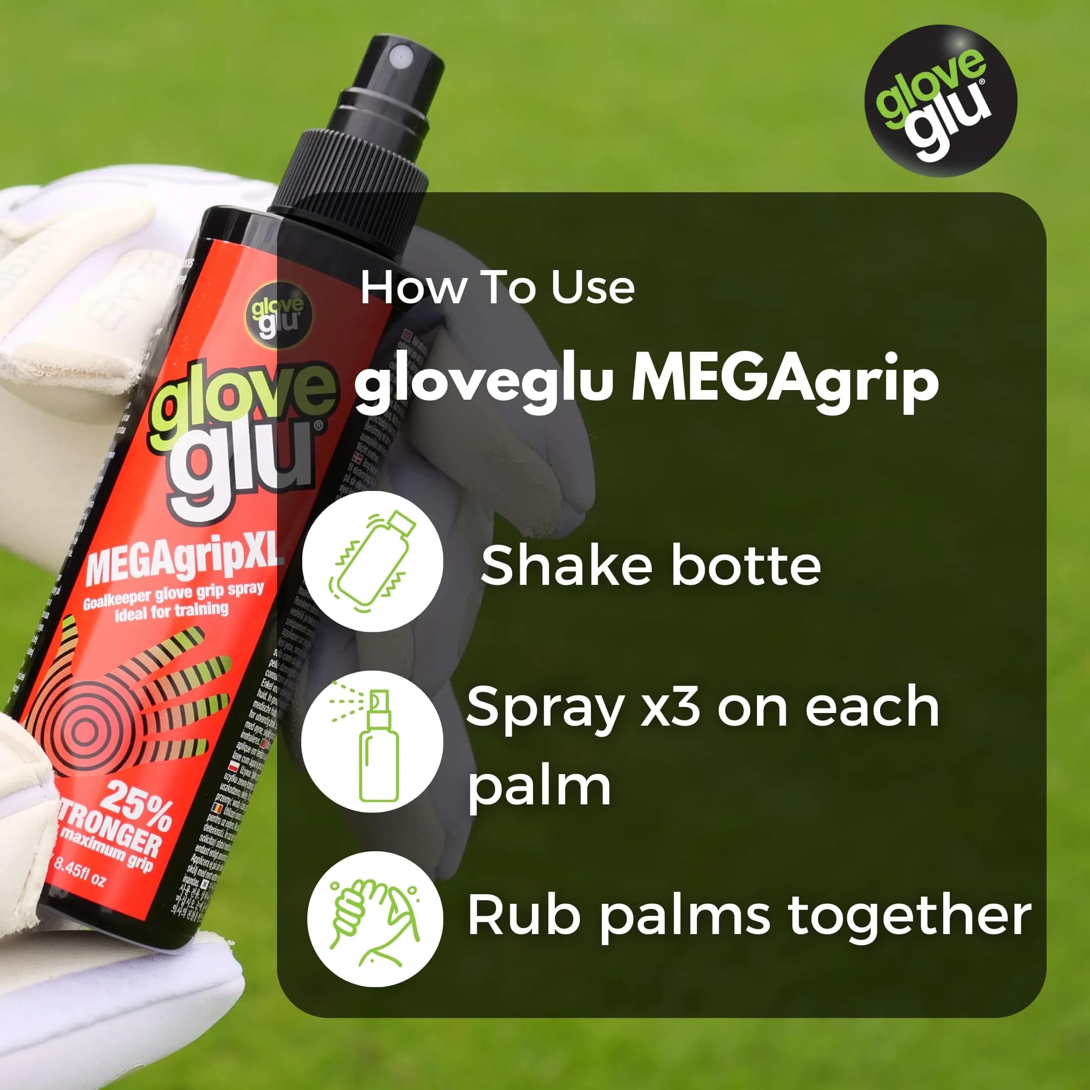 Gloveglu MEGAgrip Goalkeeper Glove Grip Spray 250ml (8.45 fl. oz) | 25% Stronger Maximum Grip Formula - view 5
