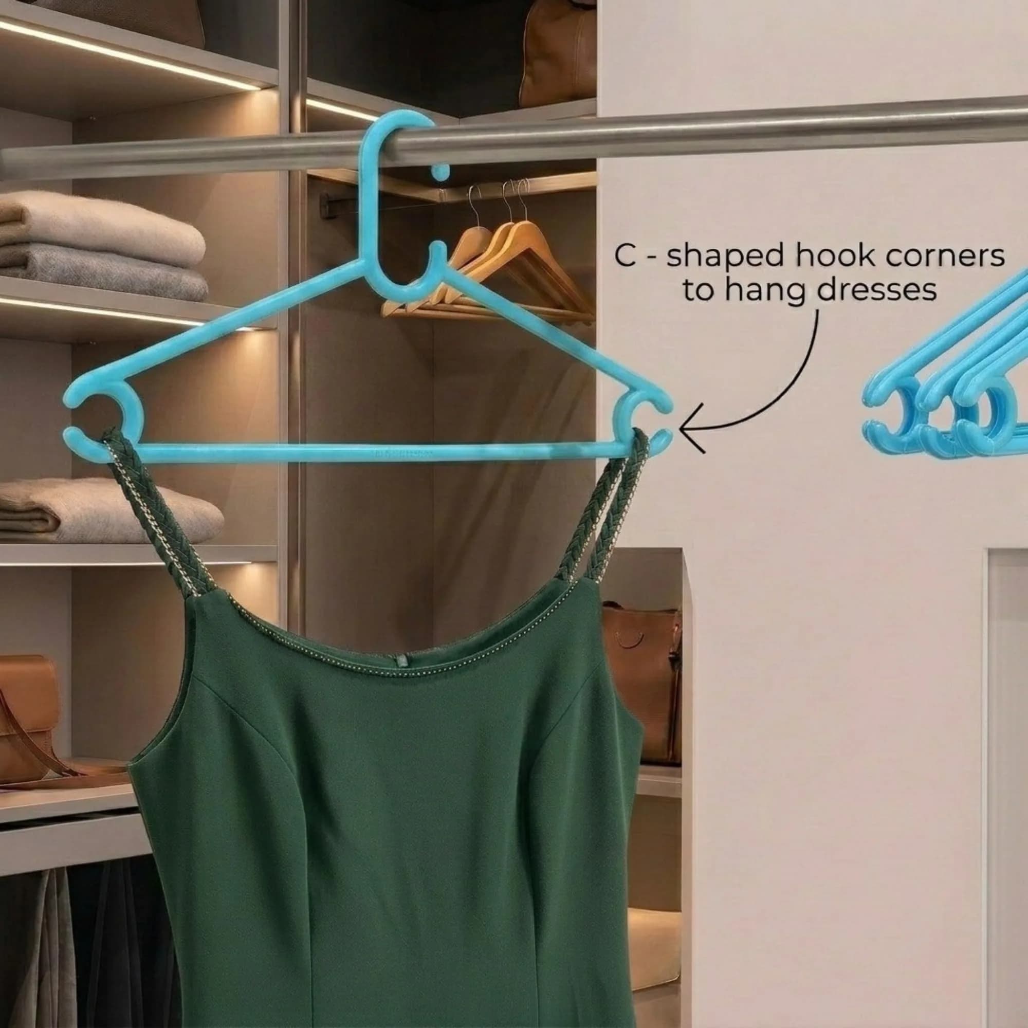 Mahaware Sturdy Polypropylene Hanger, Pack of 6, Mint Granite Green | Space-Saving & Durable for Indian Closets - view 5