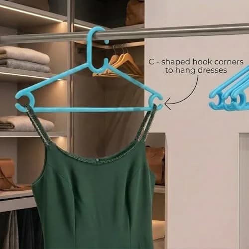Mahaware Sturdy Polypropylene Hanger, Pack of 6, Mint Granite Green | Space-Saving & Durable for Indian Closets thumbnail 5