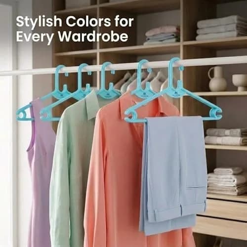 Mahaware Sturdy Polypropylene Hanger, Pack of 6, Mint Granite Green | Space-Saving & Durable for Indian Closets thumbnail 2