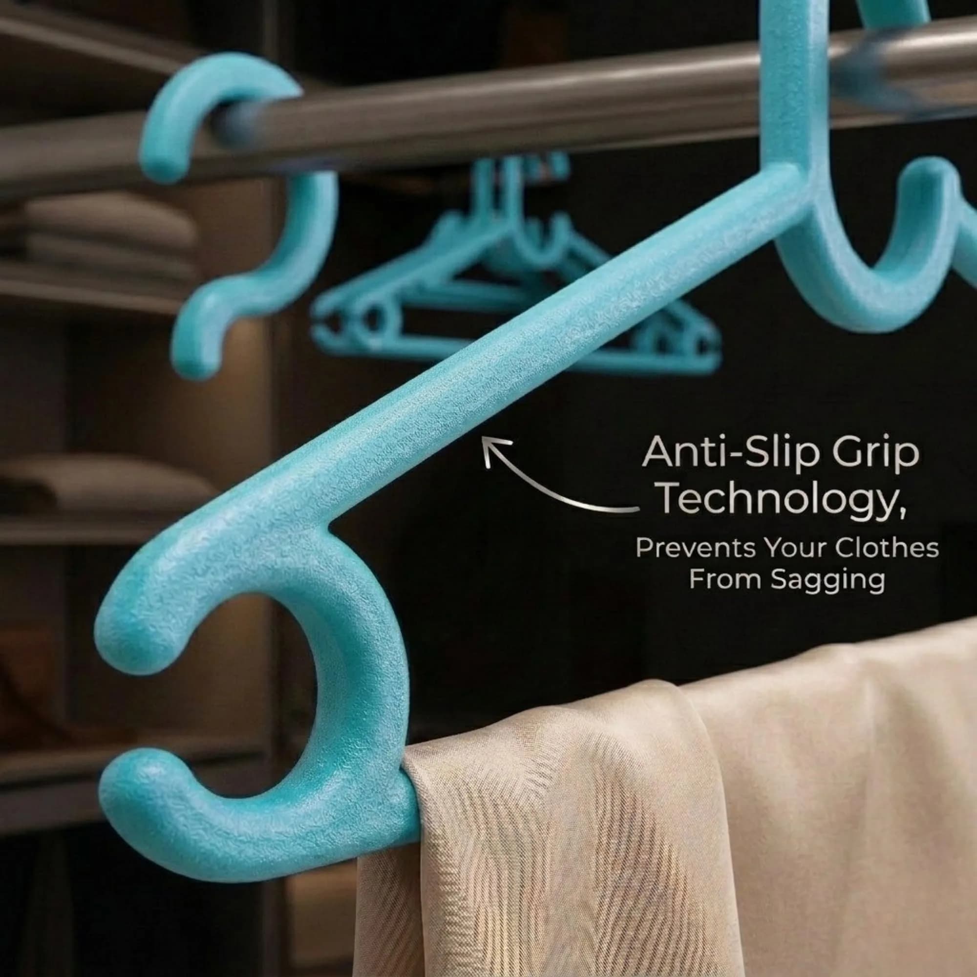 Mahaware Sturdy Polypropylene Hanger, Pack of 6, Mint Granite Green | Space-Saving & Durable for Indian Closets - view 3