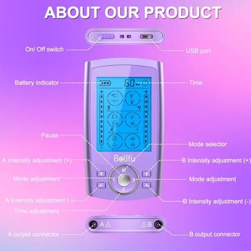 Belifu TENS & PMS Muscle Stimulator 24 Modes | Pain Relief & Therapy Device with 10 Pads thumbnail 4