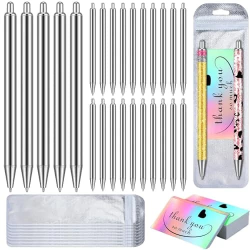 Qilery 25 Set Stainless Steel Blank Epoxy Pens | Smooth Ink Flow for DIY Crafts thumbnail 1