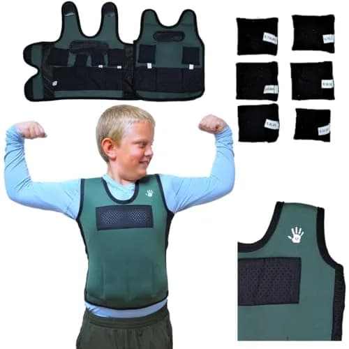 SENSORY4U Weighted Vest for Kids, Large 10-12, 1.77 kg (3.9 lb) | Adjustable Weights & Breathable Mesh thumbnail 1
