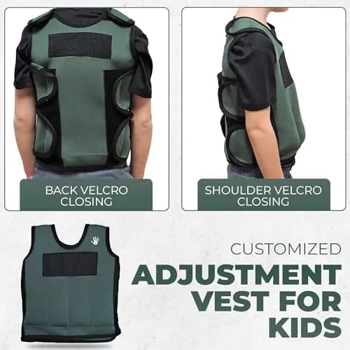 SENSORY4U Weighted Vest for Kids, Large 10-12, 1.77 kg (3.9 lb) | Adjustable Weights & Breathable Mesh thumbnail 6