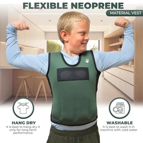 SENSORY4U Weighted Vest for Kids, Large 10-12, 1.77 kg (3.9 lb) | Adjustable Weights & Breathable Mesh thumbnail 7