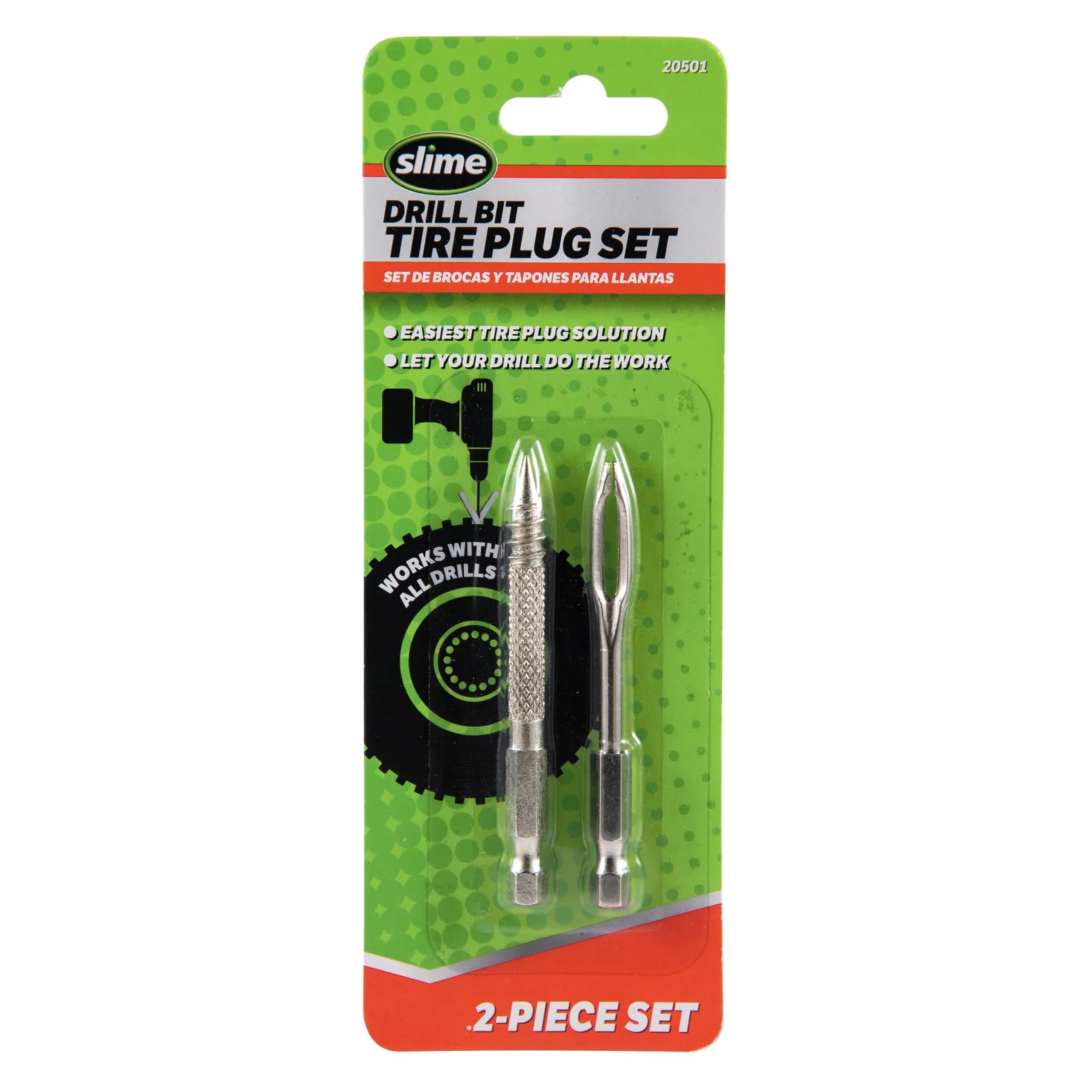 Slime 20501 Tire Plug Drill Bit Kit, 2-Piece Set | Alloy Steel Construction for Easy Tire Repair - main product image