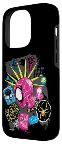 Marvel Spider-Man: Across the Spider-Verse Spider-Punk Head Case for iPhone 14 Pro | Skull Cartoon Design, Shock-Resistant, Printed in USA thumbnail 2