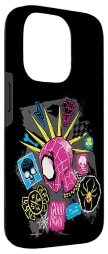 Marvel Spider-Man: Across the Spider-Verse Spider-Punk Head Case for iPhone 14 Pro | Skull Cartoon Design, Shock-Resistant, Printed in USA thumbnail 3