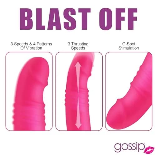 CURVE TOYS Gossip Blasters 10X Thrusting Silicone Vibrator 17.3cm (6.8in) | Curved G-Spot Dildo for Couples thumbnail 6
