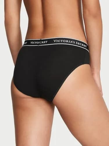 Victoria's Secret Women's Logo Cotton Hiphugger Underwear Pack, 4 Pack, M | Breathable Cotton, Full Coverage Comfort thumbnail 3