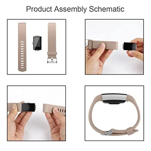 AK 3 Pack Sport Bands for Fitbit Charge 2, Large (Starlight/Milk Tea/Smoke Violet) | Adjustable Silicone Straps thumbnail 4