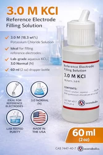 Prime Metal and Scientific 3.0 M KCl Reference Electrode Filling/Storage Solution 60ml (2oz) | For pH and ORP Electrodes thumbnail 3