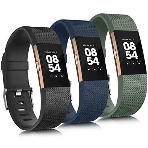 AK 3 Pack Sport Bands for Fitbit Charge 2, Small (Black/Abyss Blue/Avocado Green) | Adjustable Silicone Wristbands thumbnail 1