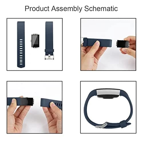 AK 3 Pack Sport Bands for Fitbit Charge 2, Small (Black/Abyss Blue/Avocado Green) | Adjustable Silicone Wristbands thumbnail 4