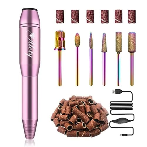 Alety Electric Nail Drill Kit, Portable Efile Manicure Pedicure Tools with 22000rpm Motor, Pink Metal | Professional Salon & Home Use thumbnail 1