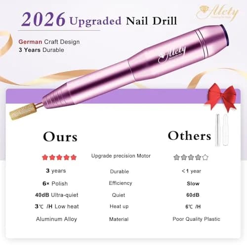 Alety Electric Nail Drill Kit, Portable Efile Manicure Pedicure Tools with 22000rpm Motor, Pink Metal | Professional Salon & Home Use thumbnail 2