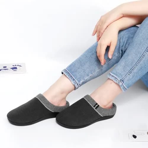 ERGOfoot Orthopedic Slippers for Women Men with Arch Support | Grey, Size 13 Women/12 Men thumbnail 2