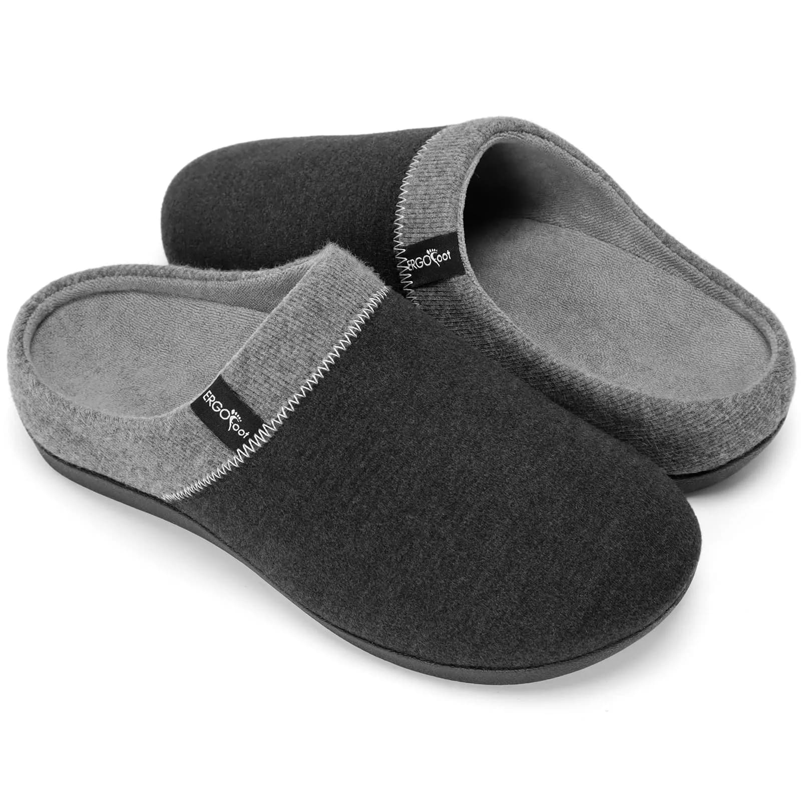 ERGOfoot Orthopedic Slippers for Women Men with Arch Support | Grey, Size 13 Women/12 Men - main product image