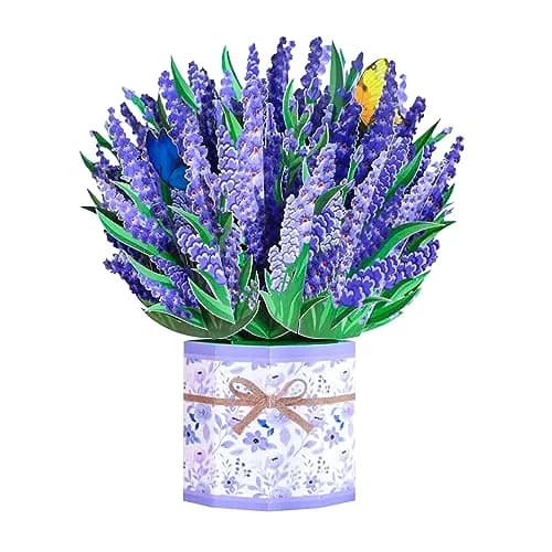 ROBBEAR Lavender Bouquet Pop Up Card, 3D Flower Greeting Card with Envelope for Any Occasion, Birthday, Mother's Day, Anniversary, Valentines Day, Foldable Flower Cards for Wife or Friends - main product image