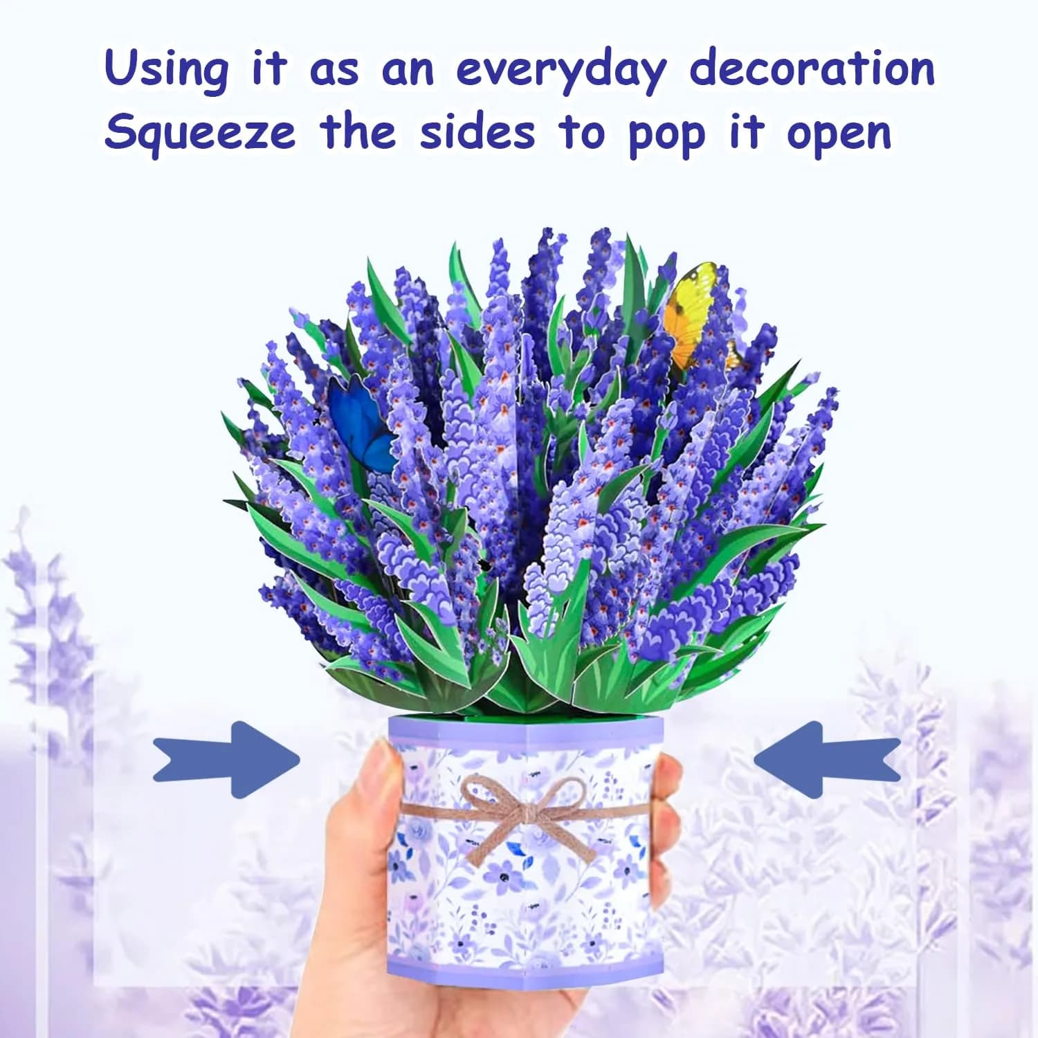 ROBBEAR Lavender Bouquet Pop Up Card, 3D Flower Greeting Card with Envelope for Any Occasion, Birthday, Mother's Day, Anniversary, Valentines Day, Foldable Flower Cards for Wife or Friends - view 4