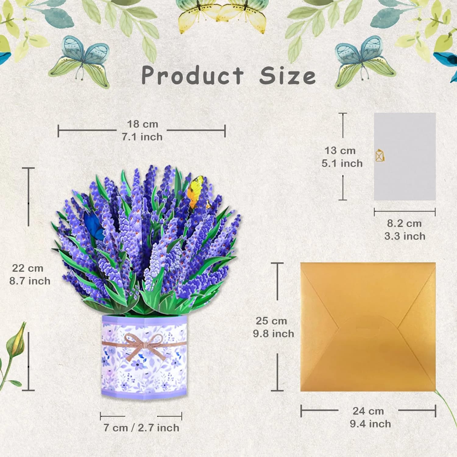 ROBBEAR Lavender Bouquet Pop Up Card, 3D Flower Greeting Card with Envelope for Any Occasion, Birthday, Mother's Day, Anniversary, Valentines Day, Foldable Flower Cards for Wife or Friends - view 5