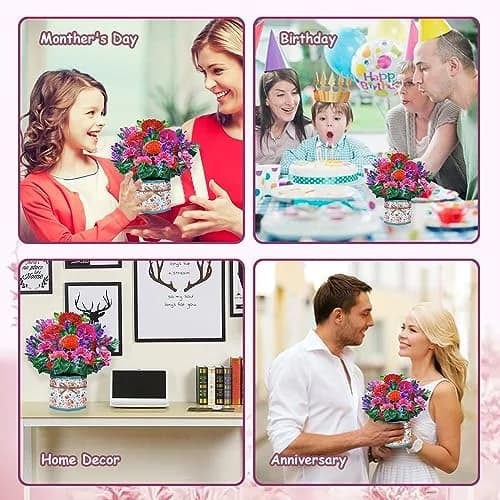 ROBBEAR Carnation Bouquet Pop Up Card 22cm (8.7") | Handmade 3D Flower Greeting Card for Any Occasion thumbnail 8
