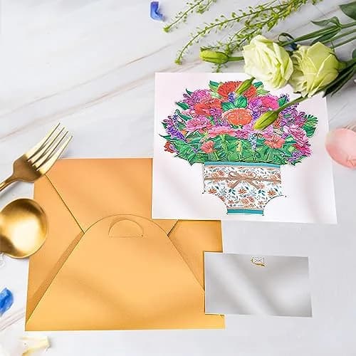 ROBBEAR Carnation Bouquet Pop Up Card 22cm (8.7") | Handmade 3D Flower Greeting Card for Any Occasion thumbnail 3