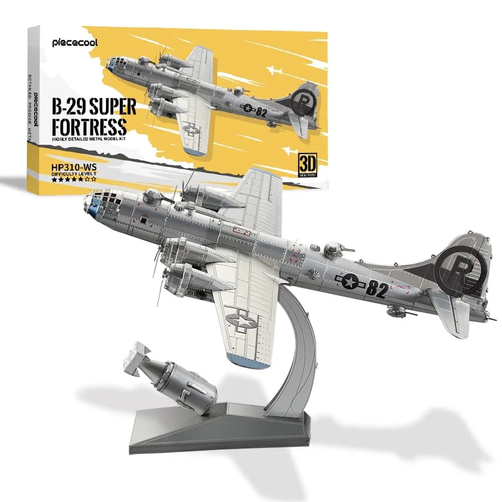 Piececool B-29 Bomber 3D Metal Model Kit 12cm (4.7in) x 22cm (8.7in) x 2cm (0.8in) | Challenging DIY Assembly Brain Teaser Puzzle