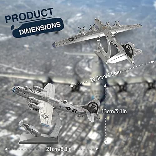 Piececool B-29 Bomber 3D Metal Model Kit 12cm (4.7in) x 22cm (8.7in) x 2cm (0.8in) | Challenging DIY Assembly Brain Teaser Puzzle thumbnail 4