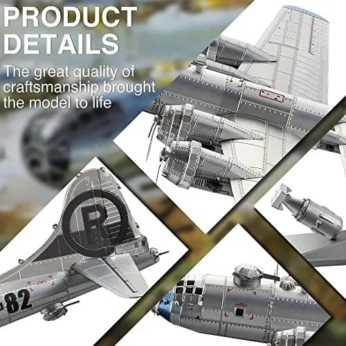 Piececool B-29 Bomber 3D Metal Model Kit 12cm (4.7in) x 22cm (8.7in) x 2cm (0.8in) | Challenging DIY Assembly Brain Teaser Puzzle thumbnail 2