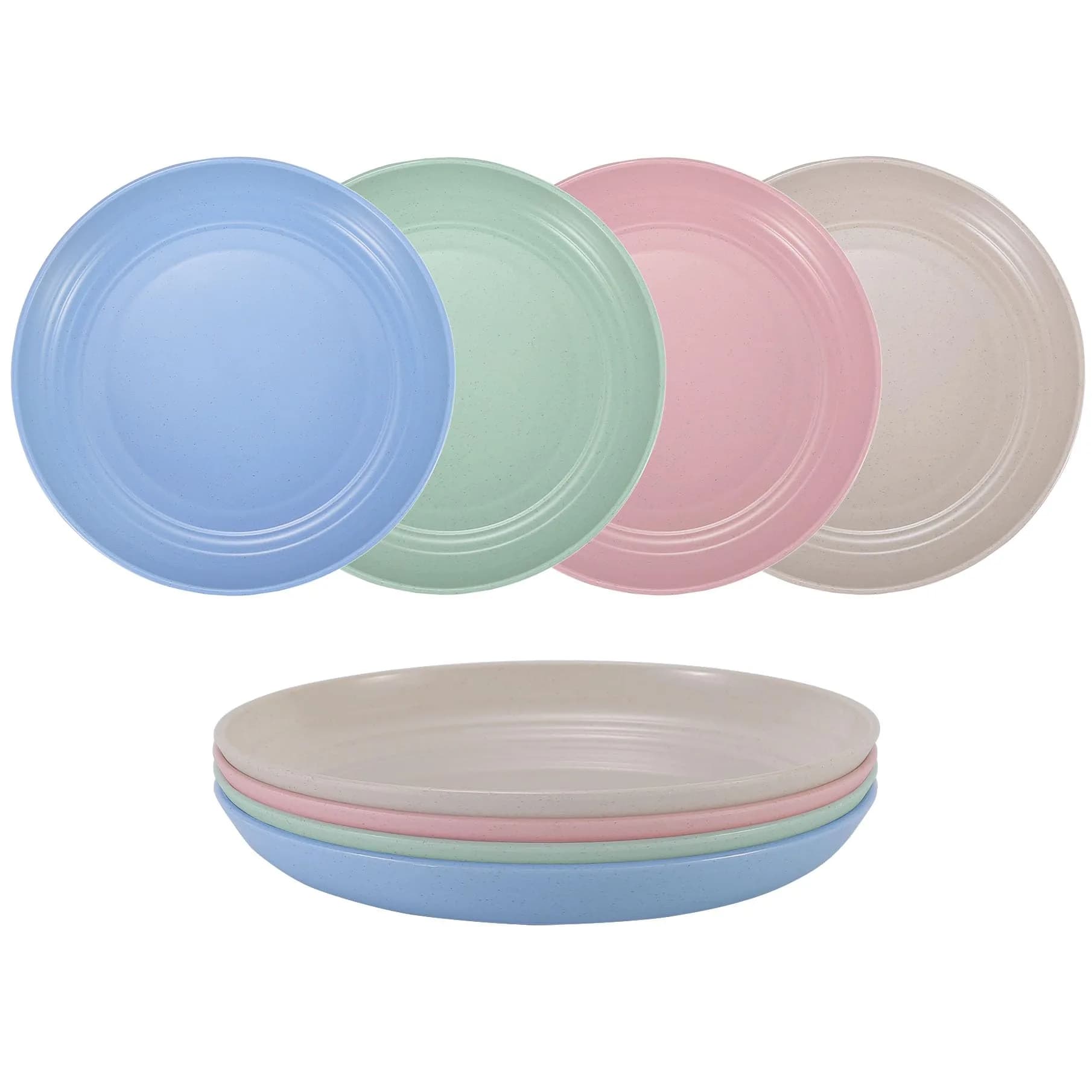 LuckyZone 7-Inch Small Wheat Straw Plates - Unbreakable Set of 4 | 17.8 cm (7 Inch) Dinner Plates — 7 Inches/4 Color