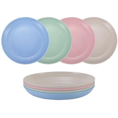 LuckyZone 7-Inch Small Wheat Straw Plates - Unbreakable Set of 4 | 17.8 cm (7 Inch) Dinner Plates thumbnail 1