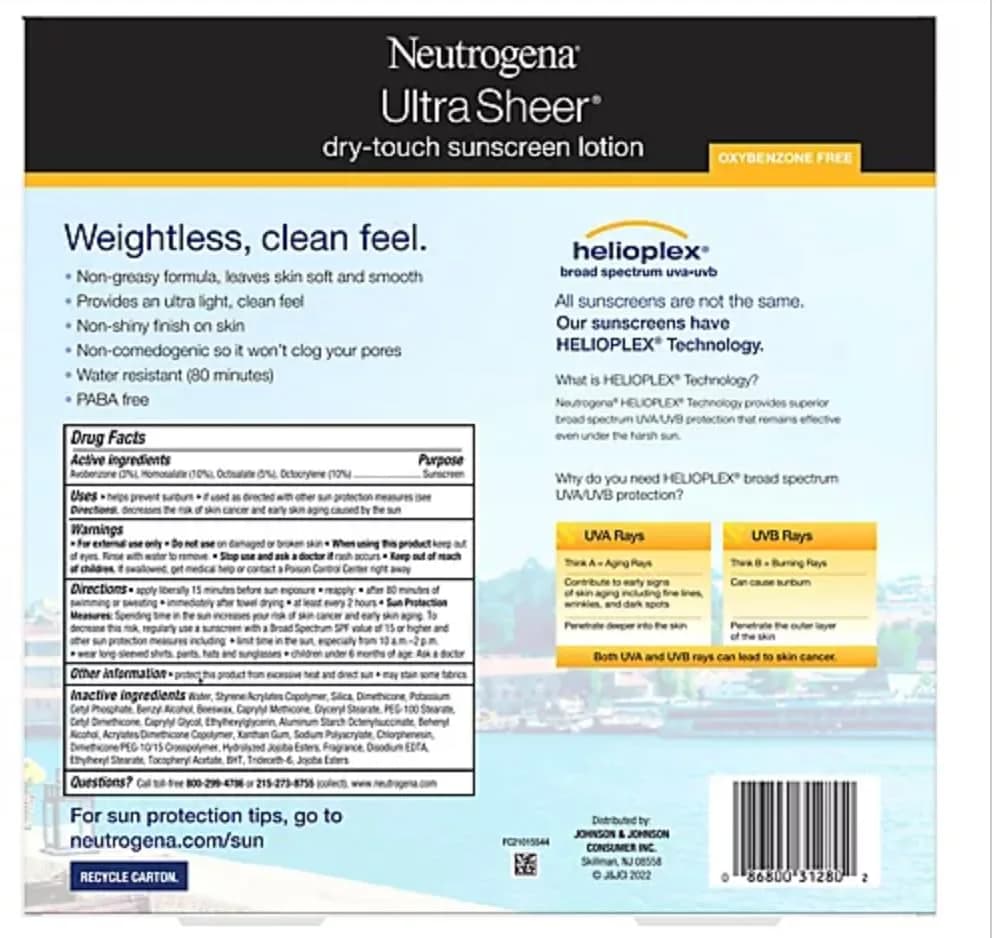 Neutrogena Ultra Sheer Dry-Touch Sunscreen SPF 55 Face & Body Lotion (9 fl oz) | USA Import Sunscreen - view 3