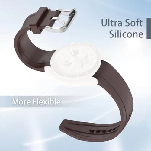 Tovimall Brown Silicone Watch Band for Omega x Swatch MoonSwatch Speedmaster, 20mm Lug Width thumbnail 2