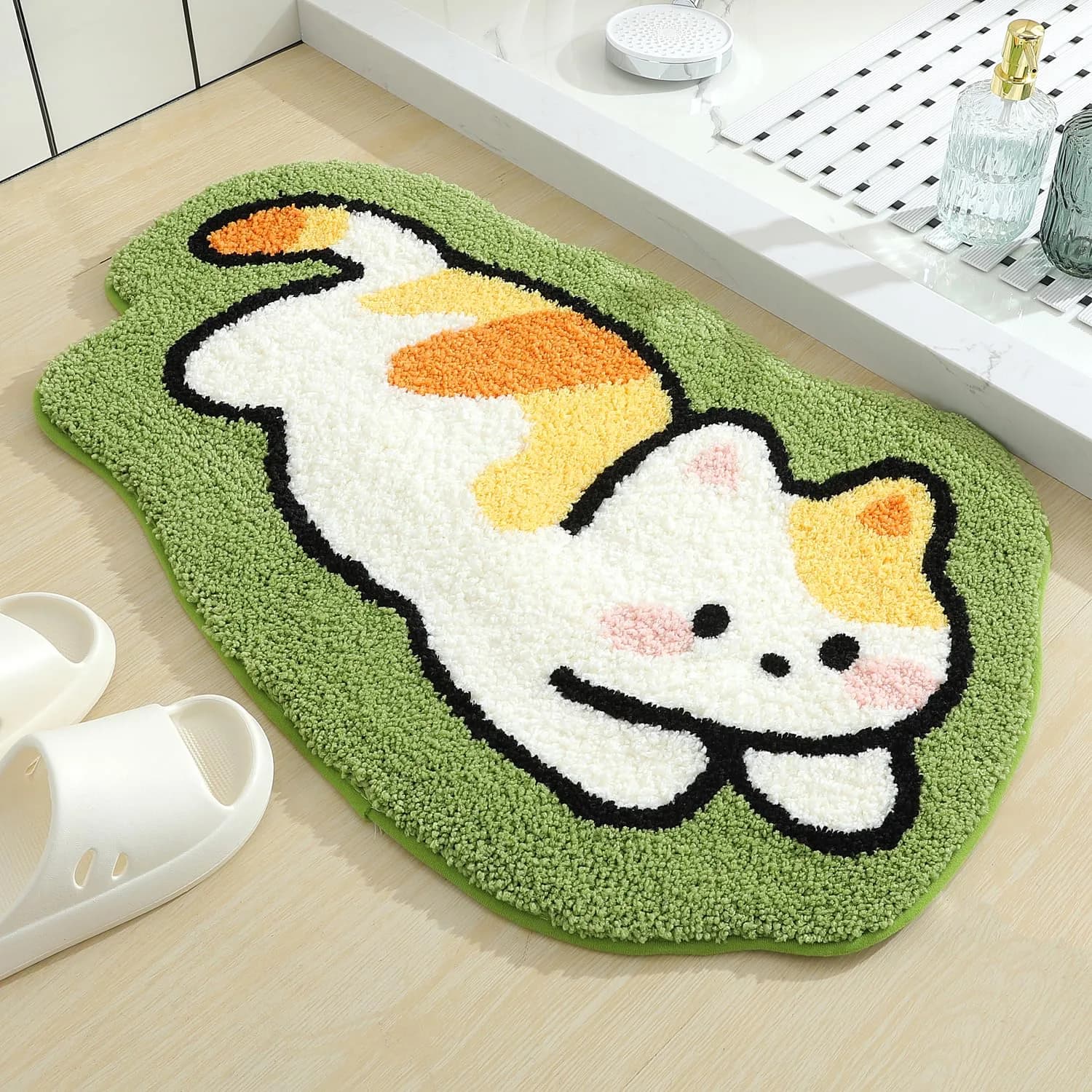 Molesun Hedgehog Bath Mat 20x28 inches | Soft Absorbent Microfiber Bath Rug with Non-Slip TPR Backing — 1.cat