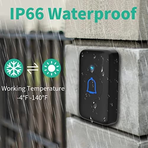 LetsWill Wireless Doorbell Kit with 2 Receivers & 1 Button | 1000ft Range, 66 Ringtones, IP66 Waterproof thumbnail 2