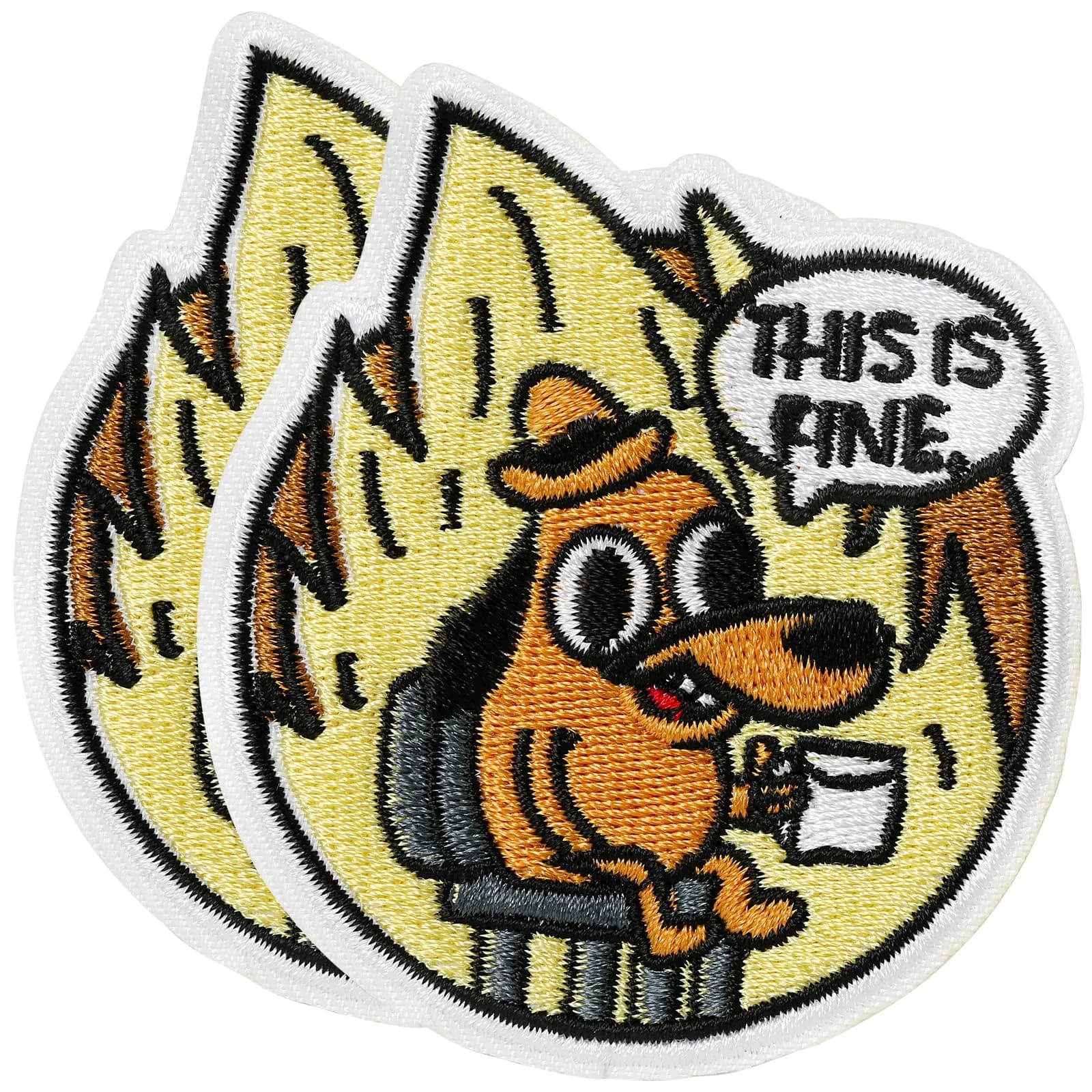 XMJY 2 Pcs This is Fine Dog Patches - Iron On/Sew On Embroidered Patch, Funny Morale Patch, Cute Applique Accessories for Jackets, Jeans, Vests, Clothes, Tote Bags | 3''L X 2.4''W — 2 Pcs(Iron On)