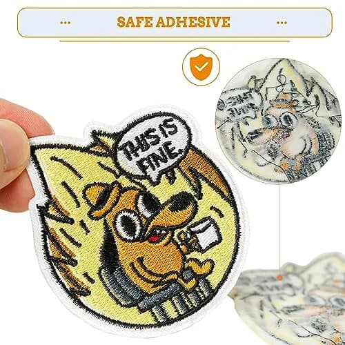 XMJY 2 Pcs This is Fine Dog Patches - Iron On/Sew On Embroidered Patch, Funny Morale Patch, Cute Applique Accessories for Jackets, Jeans, Vests, Clothes, Tote Bags | 3''L X 2.4''W thumbnail 6